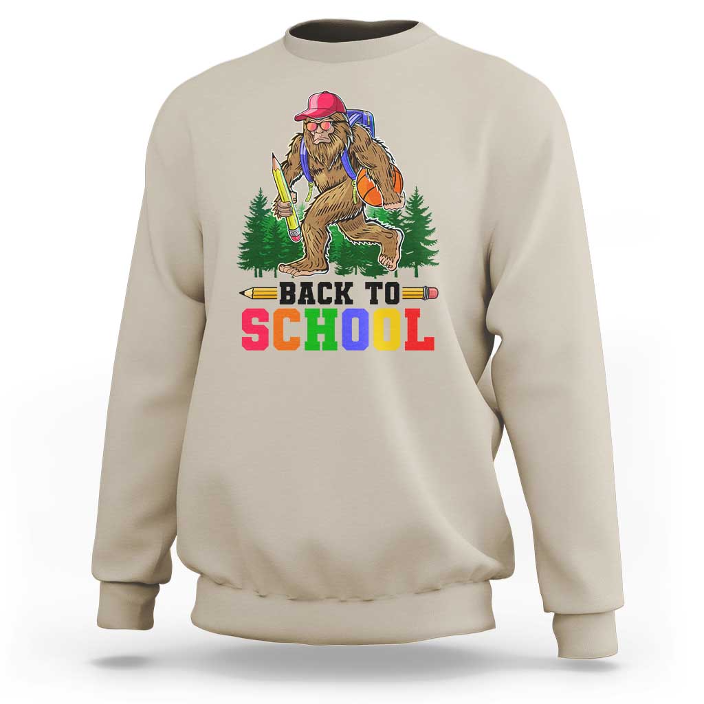Funny Back To School Bigfoot Sweatshirt Backpack Pencil Basketball - Wonder Print Shop