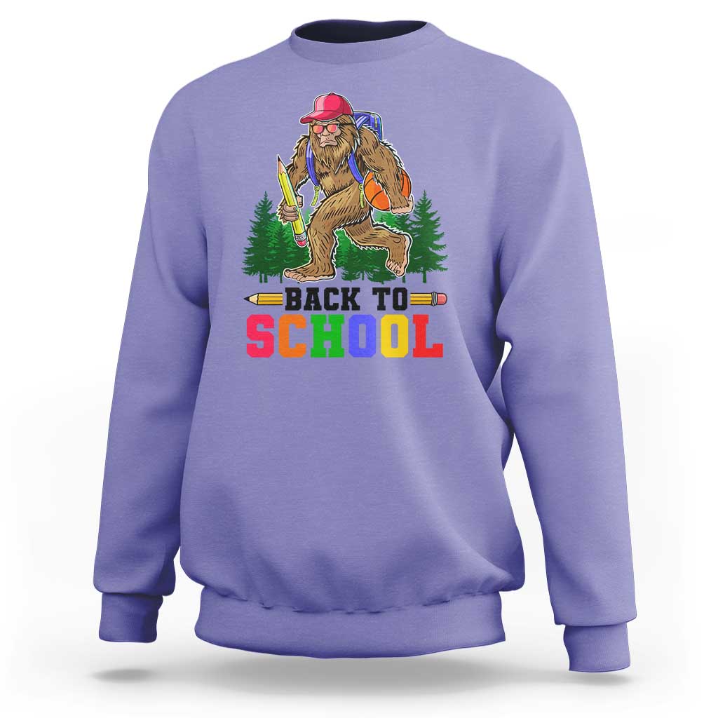 Funny Back To School Bigfoot Sweatshirt Backpack Pencil Basketball - Wonder Print Shop