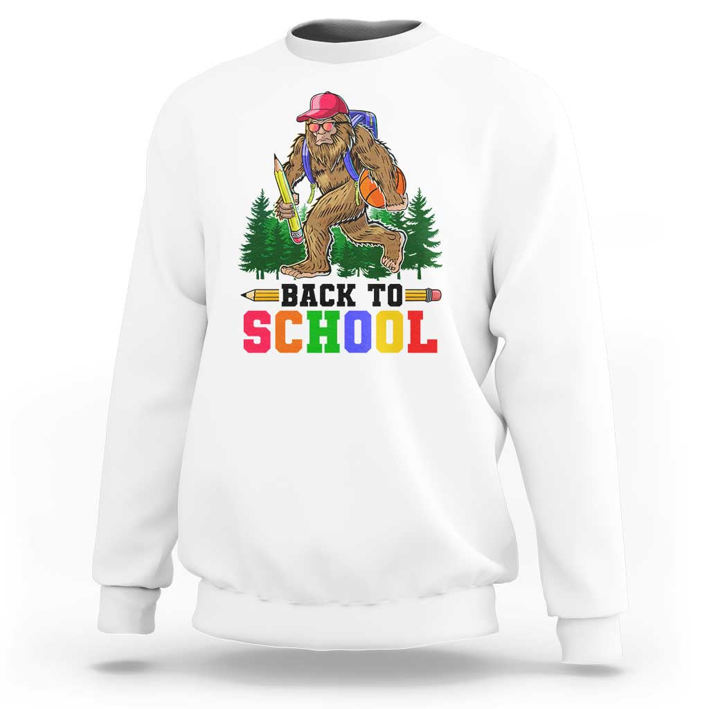 Funny Back To School Bigfoot Sweatshirt Backpack Pencil Basketball - Wonder Print Shop