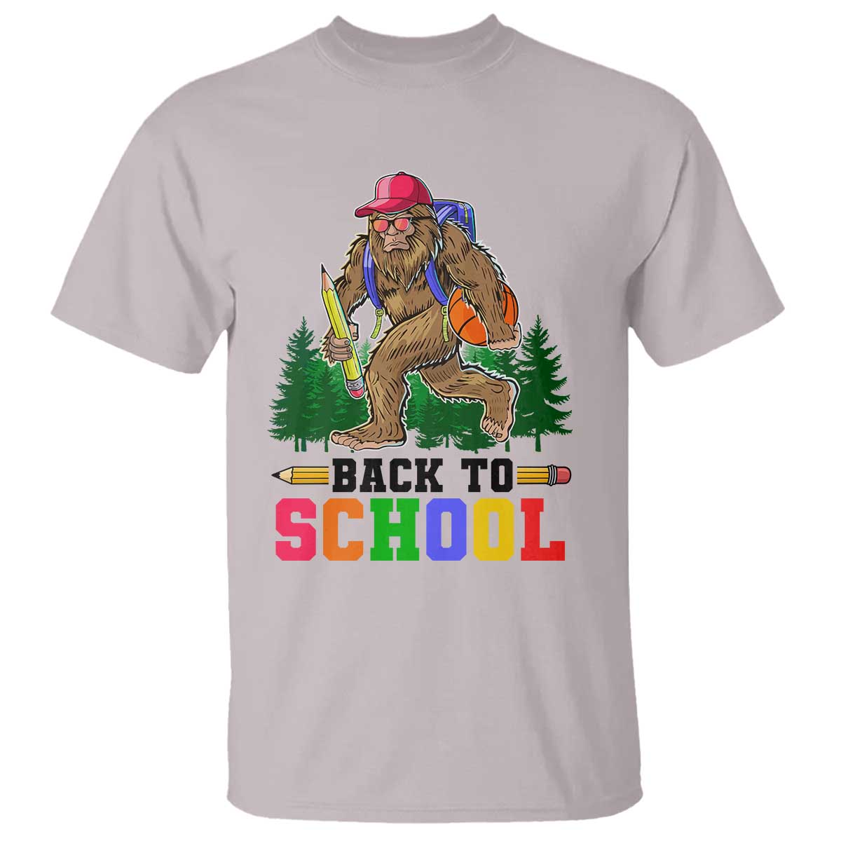 Funny Back To School Bigfoot T Shirt Backpack Pencil Basketball - Wonder Print Shop