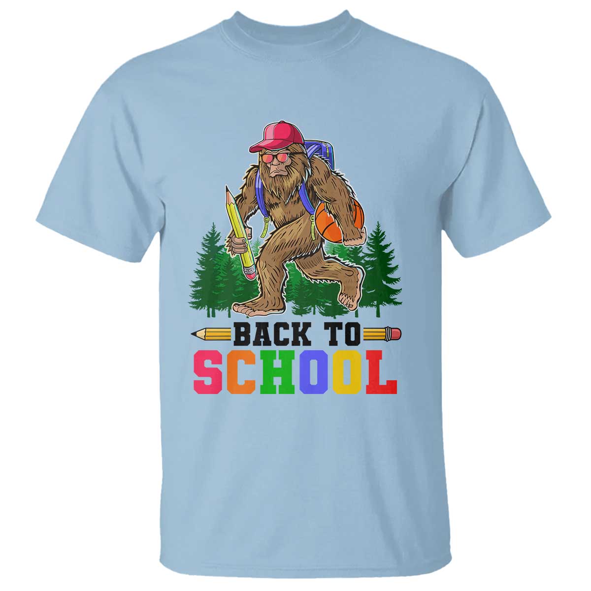 Funny Back To School Bigfoot T Shirt Backpack Pencil Basketball - Wonder Print Shop