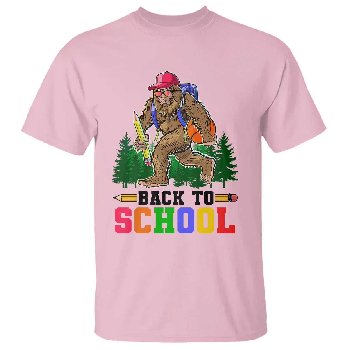 Funny Back To School Bigfoot T Shirt Backpack Pencil Basketball - Wonder Print Shop
