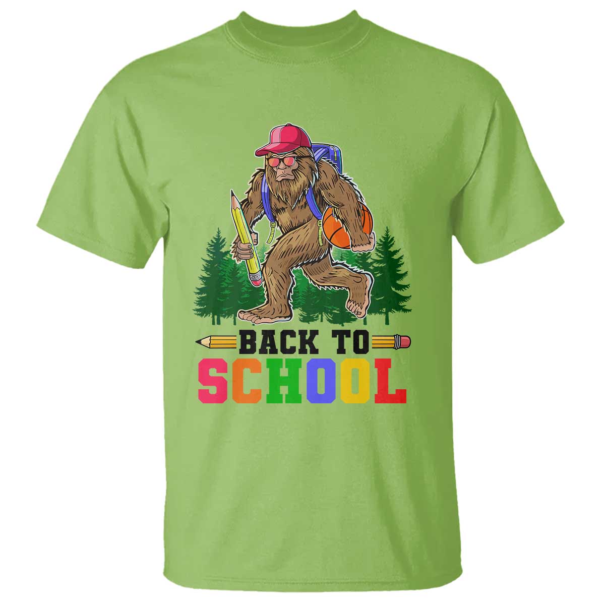 Funny Back To School Bigfoot T Shirt Backpack Pencil Basketball - Wonder Print Shop
