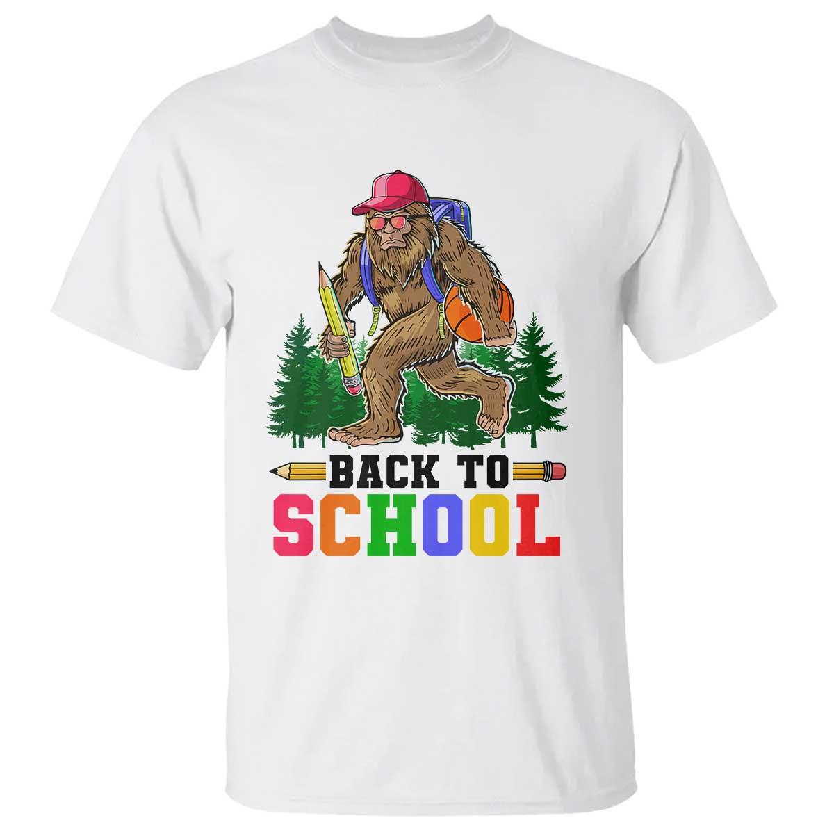 Funny Back To School Bigfoot T Shirt Backpack Pencil Basketball - Wonder Print Shop
