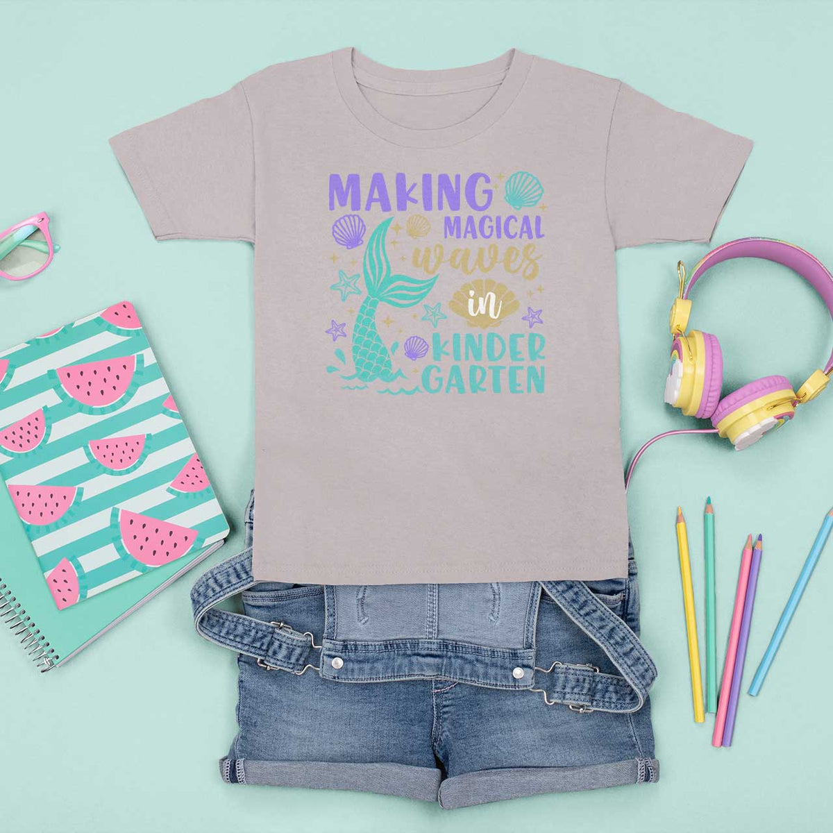 Making Magical Waves In Kindergarten T Shirt For Kid Mythical Mermaid Seashell Starfish - Wonder Print Shop