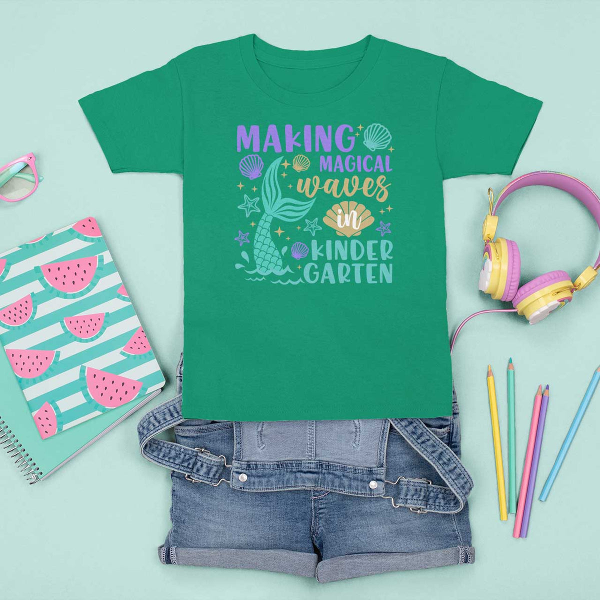 Making Magical Waves In Kindergarten T Shirt For Kid Mythical Mermaid Seashell Starfish - Wonder Print Shop