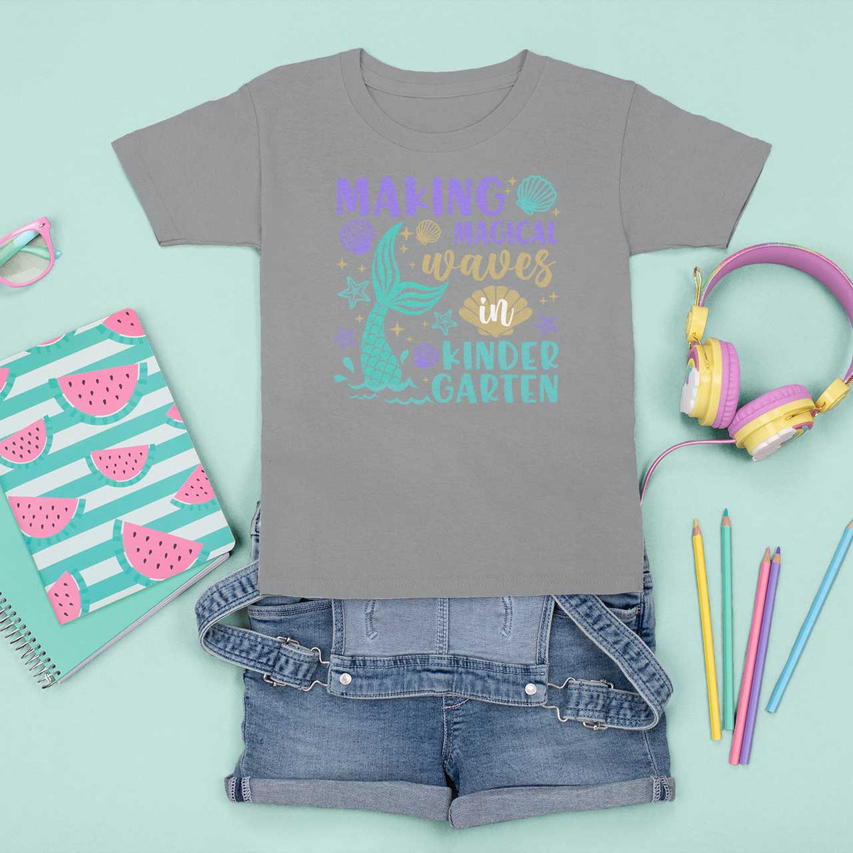 Making Magical Waves In Kindergarten T Shirt For Kid Mythical Mermaid Seashell Starfish - Wonder Print Shop