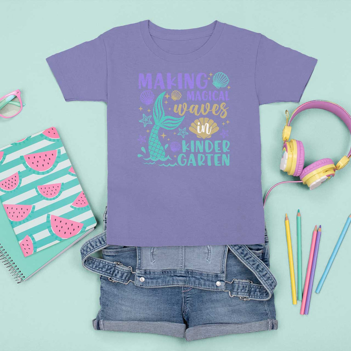 Making Magical Waves In Kindergarten T Shirt For Kid Mythical Mermaid Seashell Starfish - Wonder Print Shop