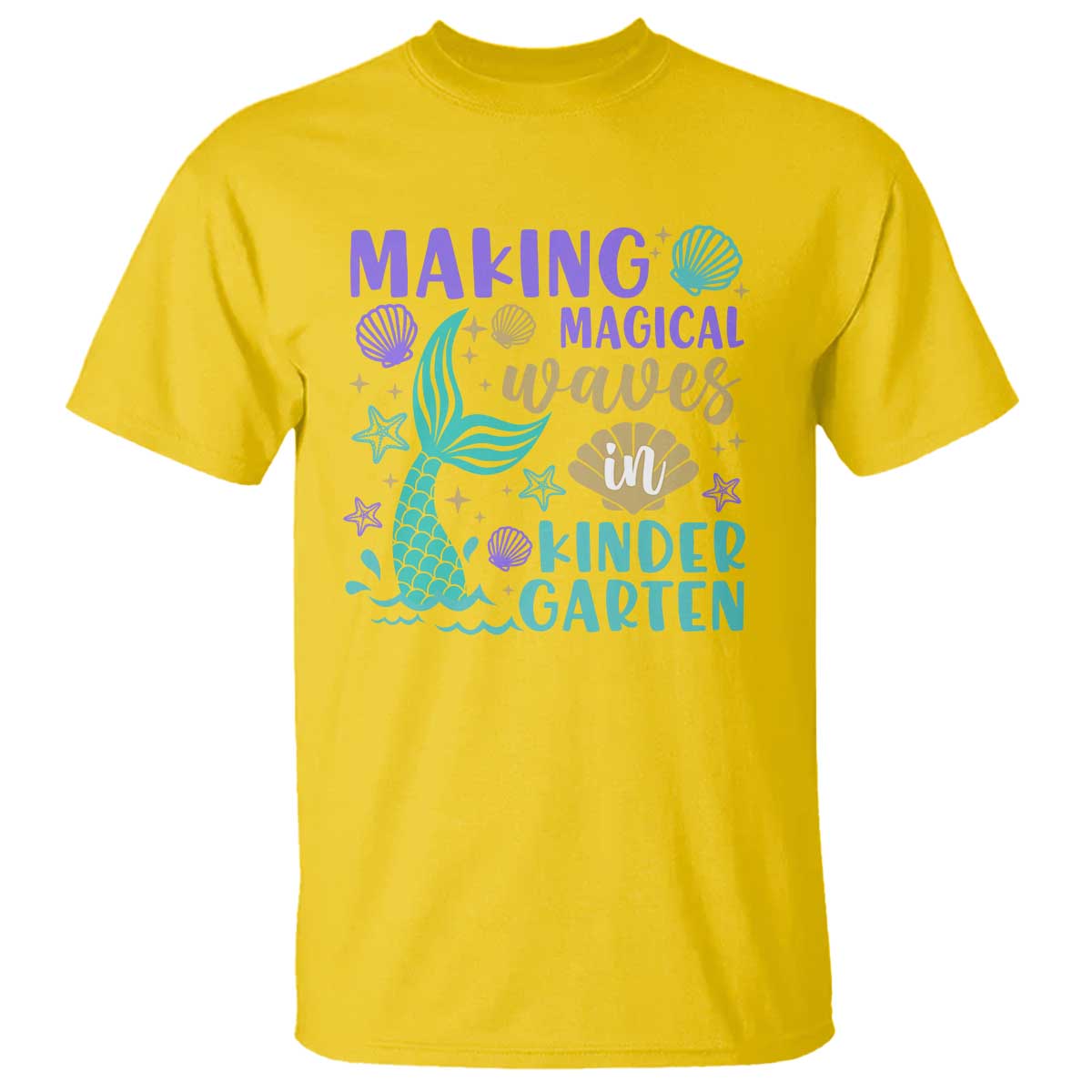 Making Magical Waves In Kindergarten T Shirt Mythical Mermaid Seashell Starfish - Wonder Print Shop