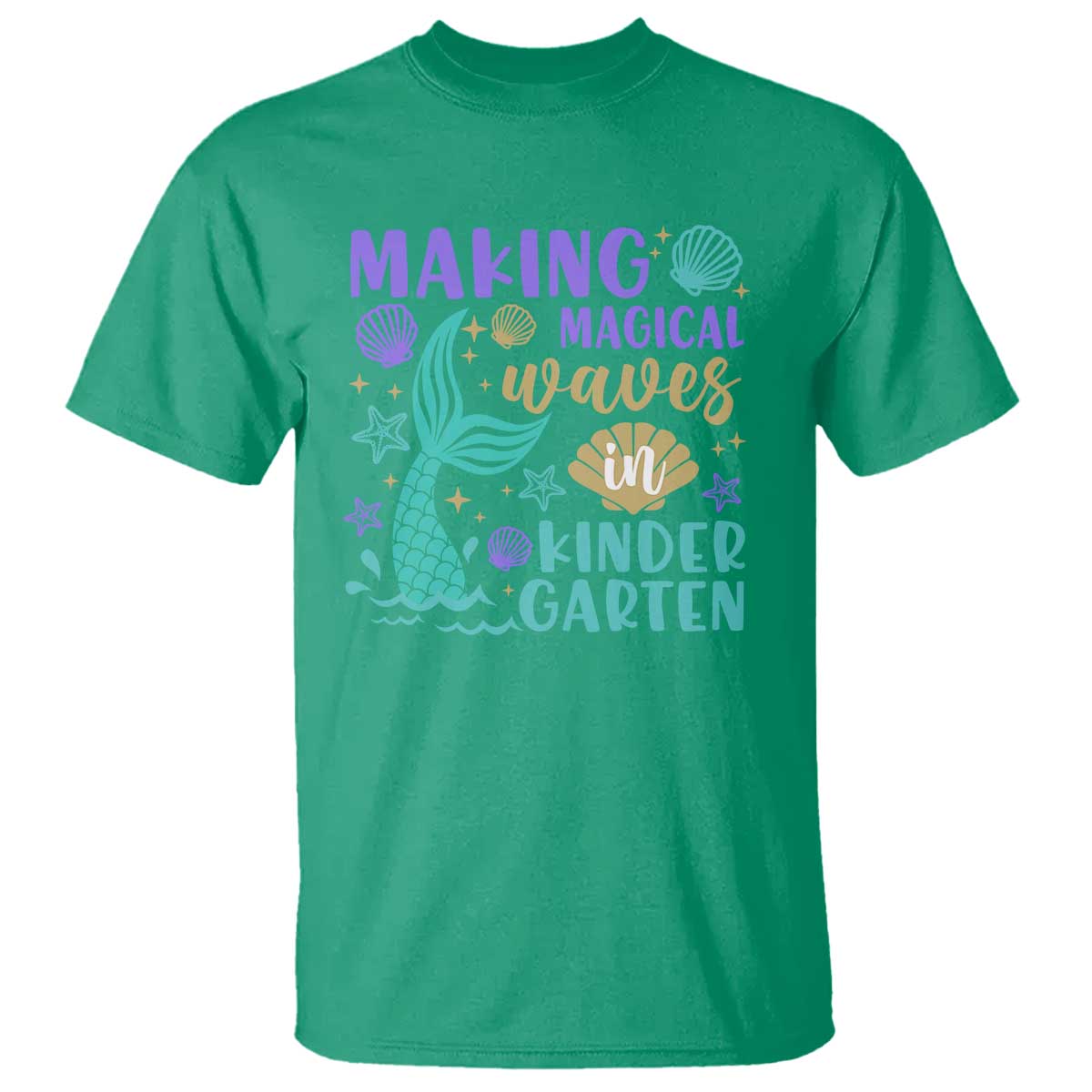 Making Magical Waves In Kindergarten T Shirt Mythical Mermaid Seashell Starfish - Wonder Print Shop