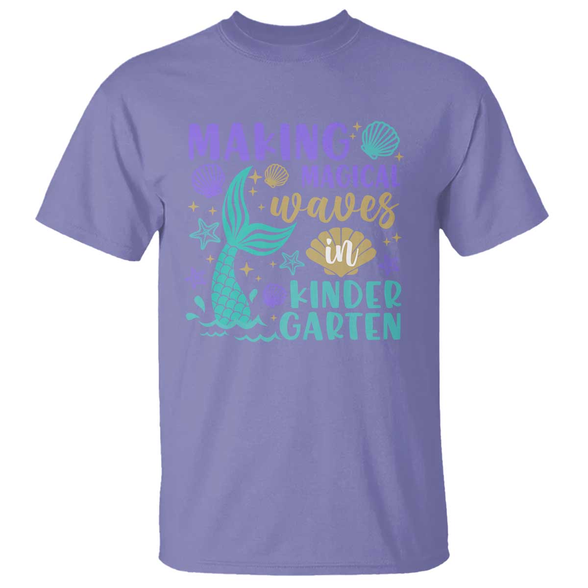 Making Magical Waves In Kindergarten T Shirt Mythical Mermaid Seashell Starfish - Wonder Print Shop