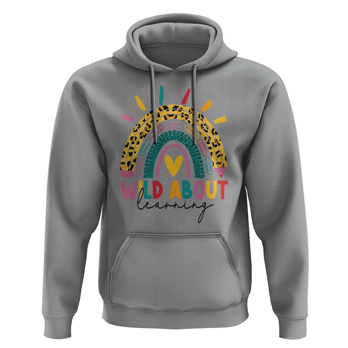 Back To School Hoodie Wild About Learning Leopard Rainbow - Wonder Print Shop