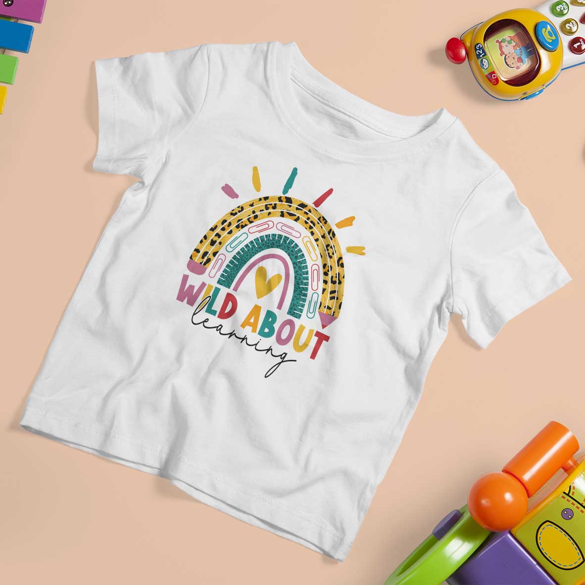 Back To School T Shirt For Kid Wild About Learning Leopard Rainbow - Wonder Print Shop