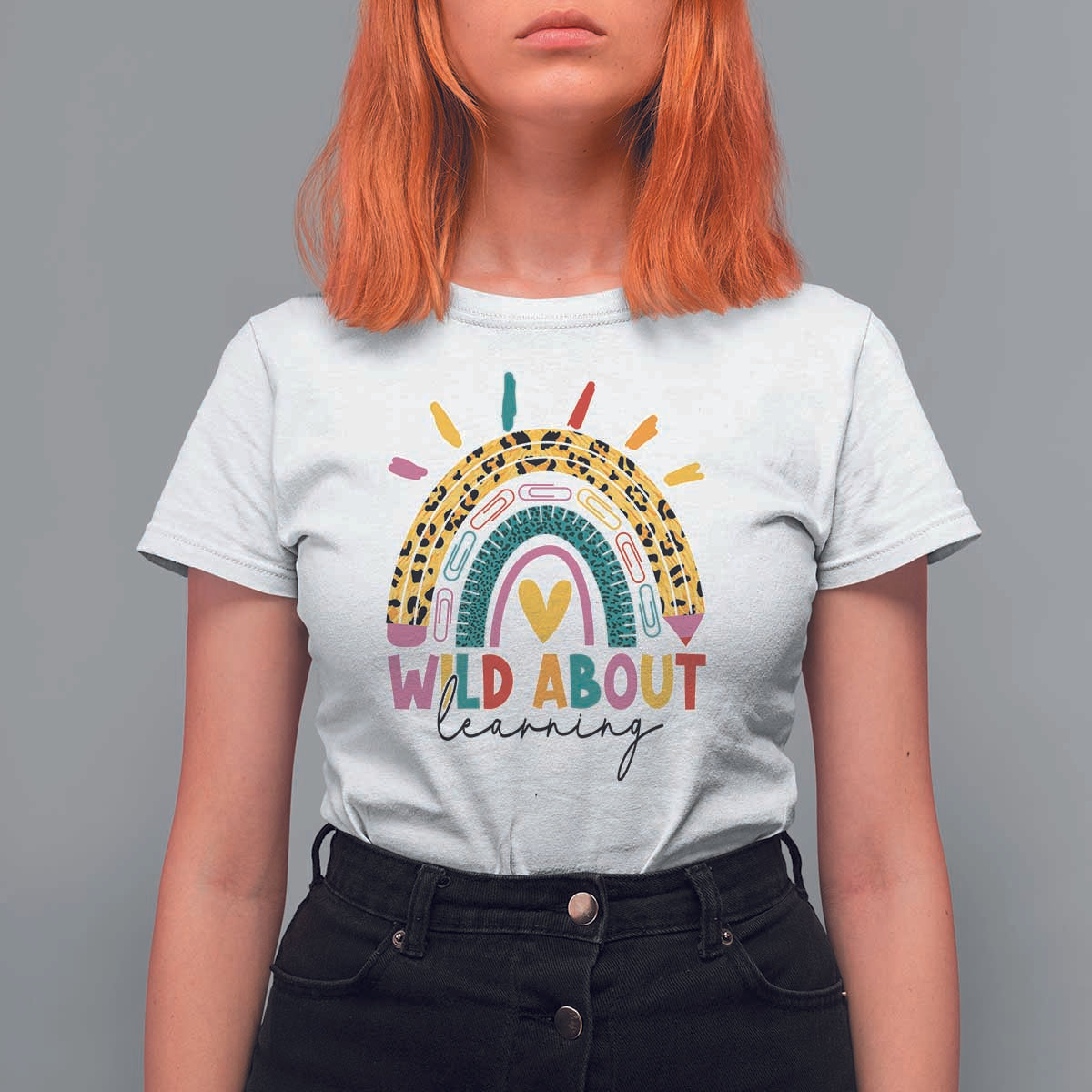Back To School T Shirt For Women Wild About Learning Leopard Rainbow - Wonder Print Shop
