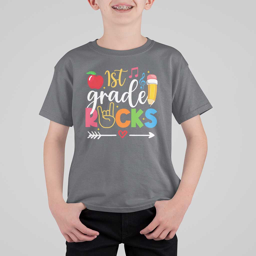 First Grade Rocks T Shirt For Kid Back To School Pencil - Wonder Print Shop