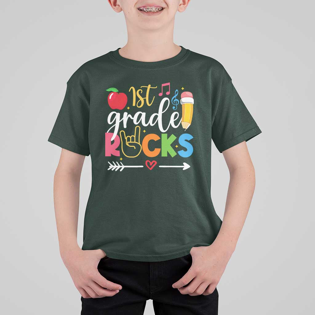 First Grade Rocks T Shirt For Kid Back To School Pencil - Wonder Print Shop