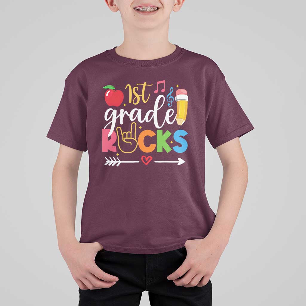 First Grade Rocks T Shirt For Kid Back To School Pencil - Wonder Print Shop
