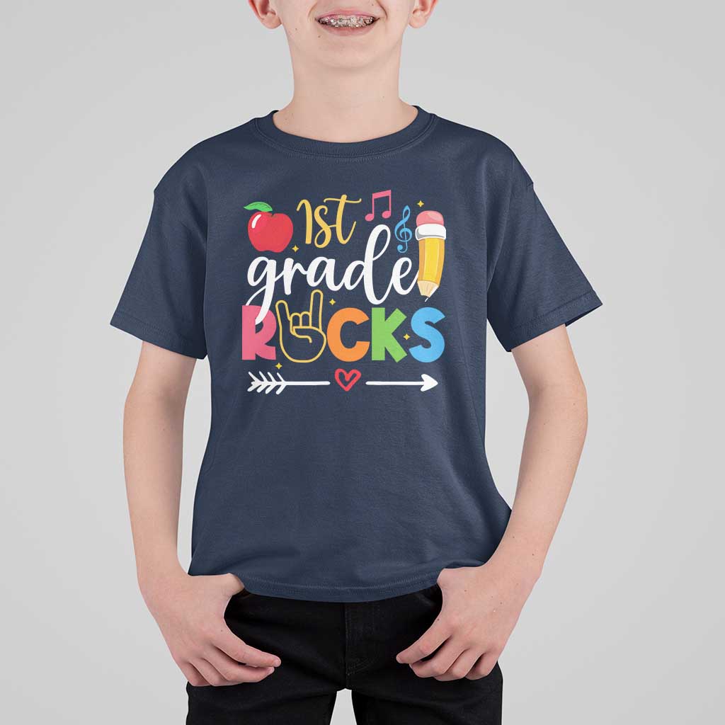 First Grade Rocks T Shirt For Kid Back To School Pencil - Wonder Print Shop