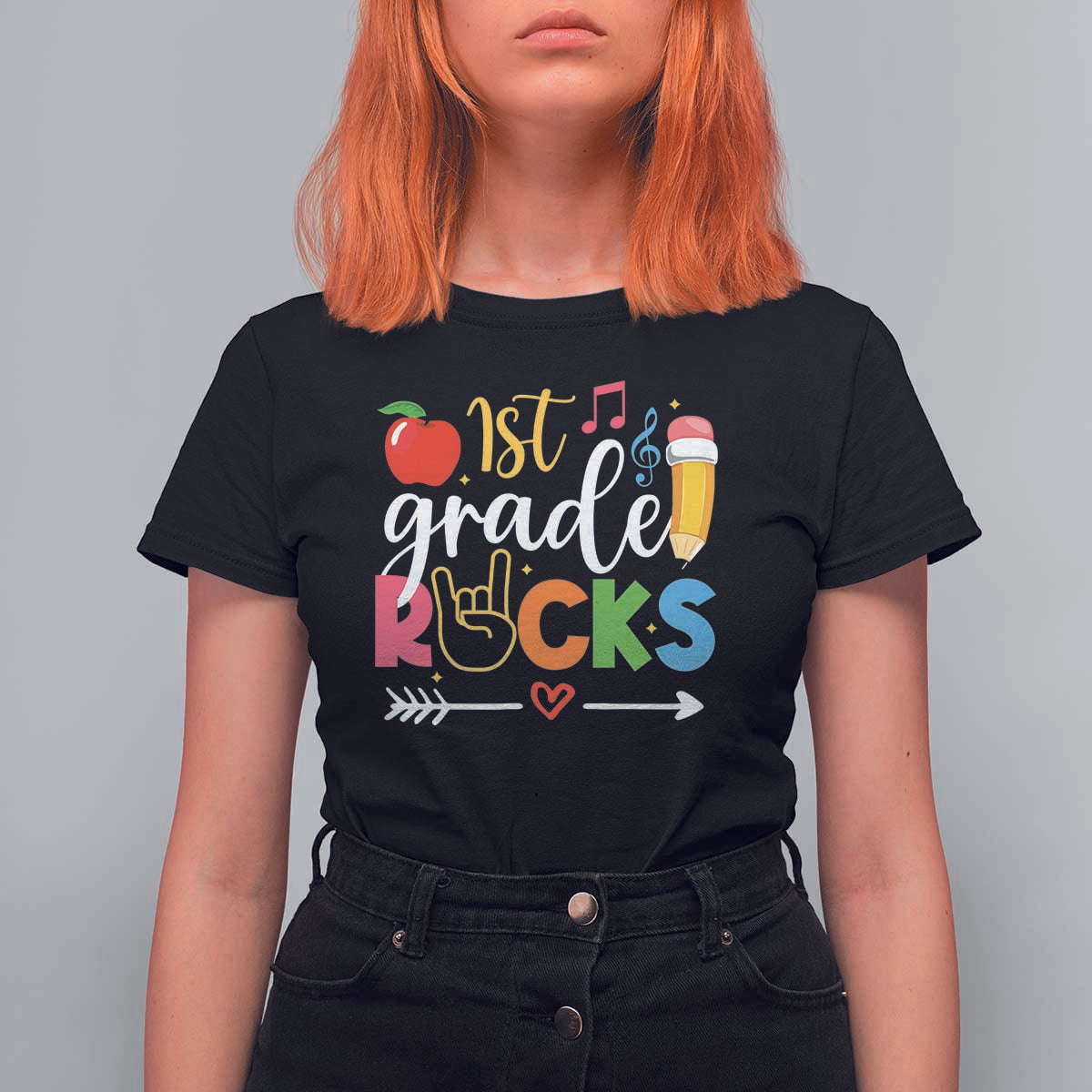 First Grade Rocks T Shirt For Women Back To School Pencil - Wonder Print Shop