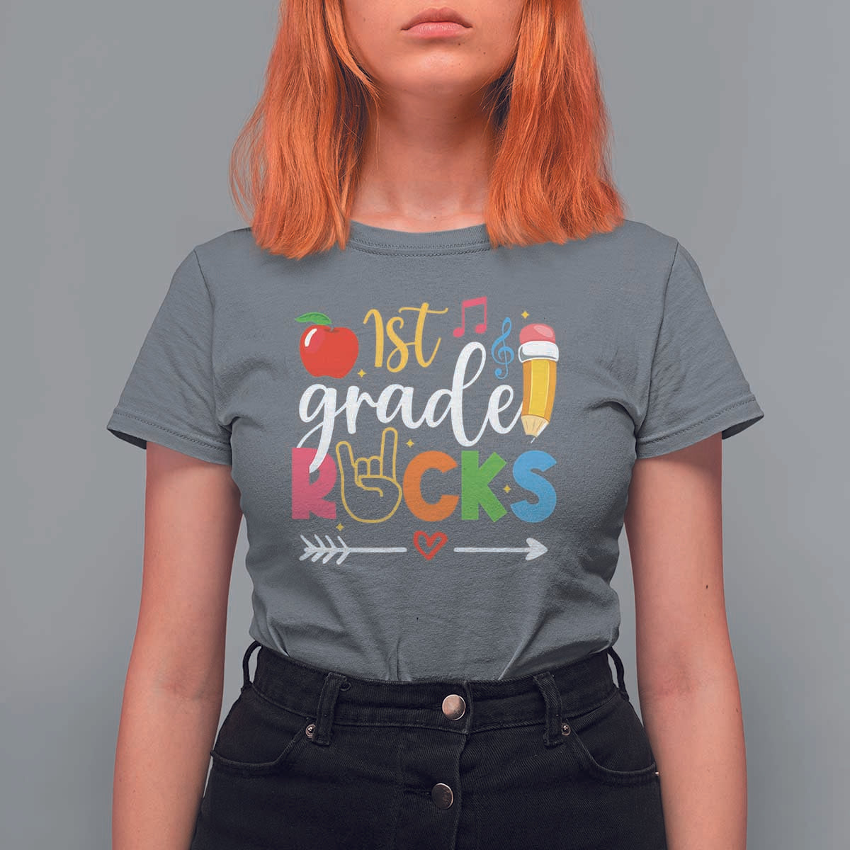 First Grade Rocks T Shirt For Women Back To School Pencil - Wonder Print Shop