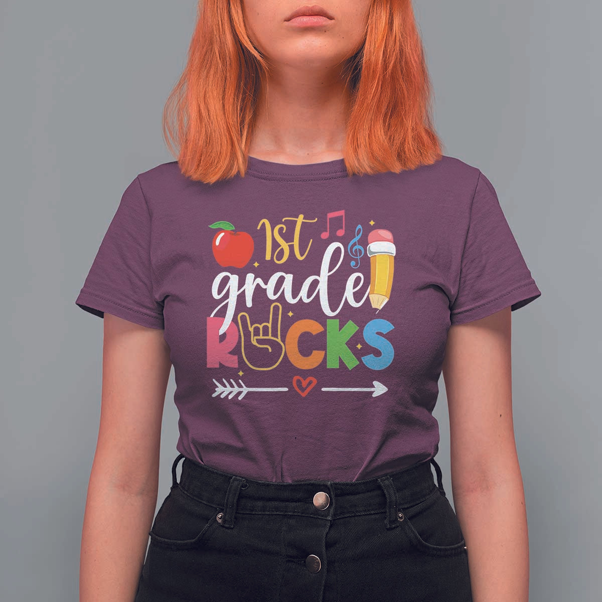 First Grade Rocks T Shirt For Women Back To School Pencil - Wonder Print Shop