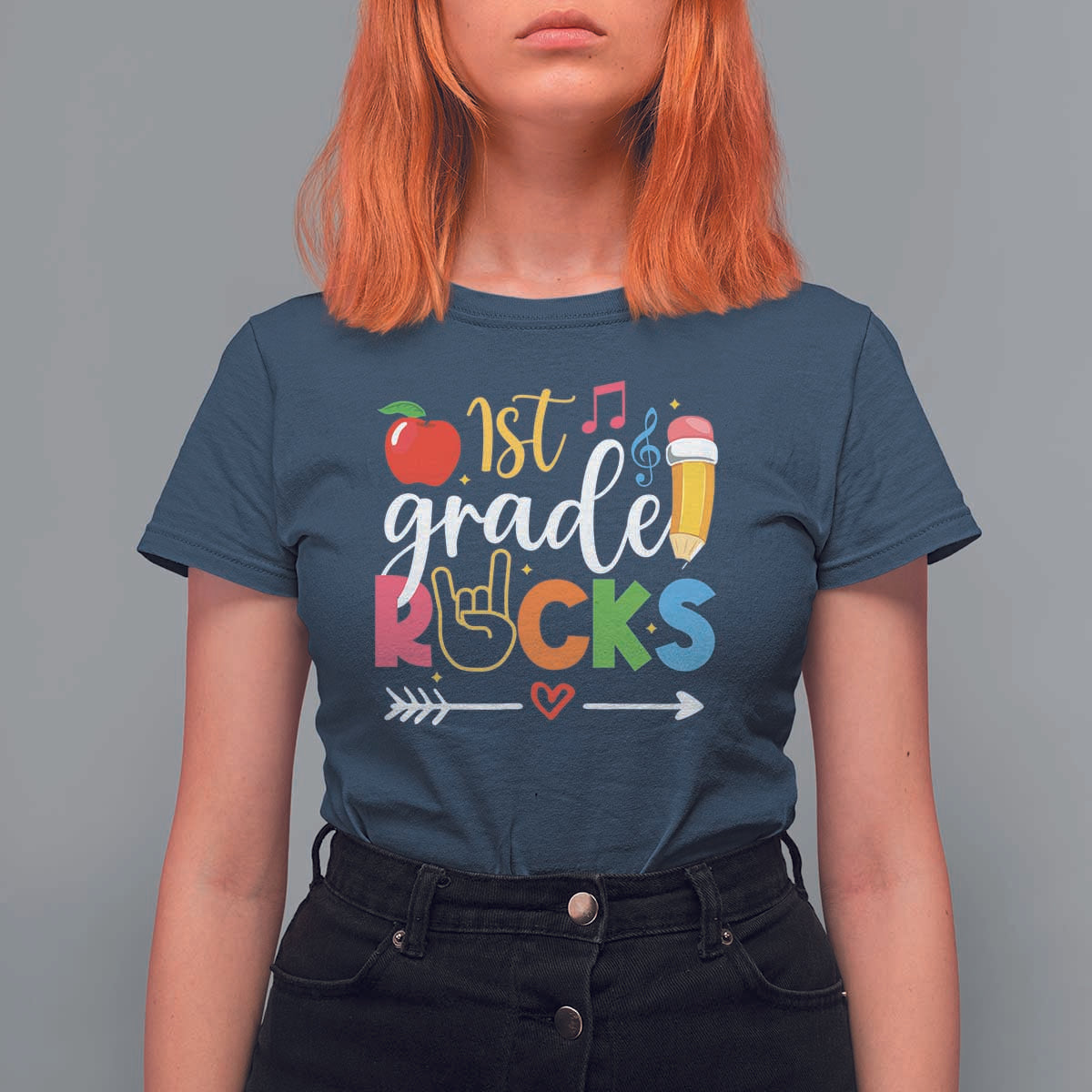 First Grade Rocks T Shirt For Women Back To School Pencil - Wonder Print Shop