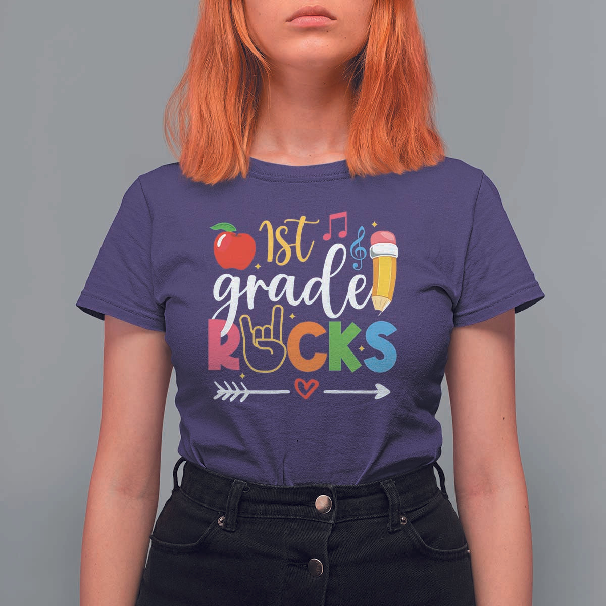First Grade Rocks T Shirt For Women Back To School Pencil - Wonder Print Shop