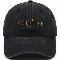 Spain Solar Eclipse 2026 Washed Cotton Baseball Cap August 12 2026 Total Eclipse