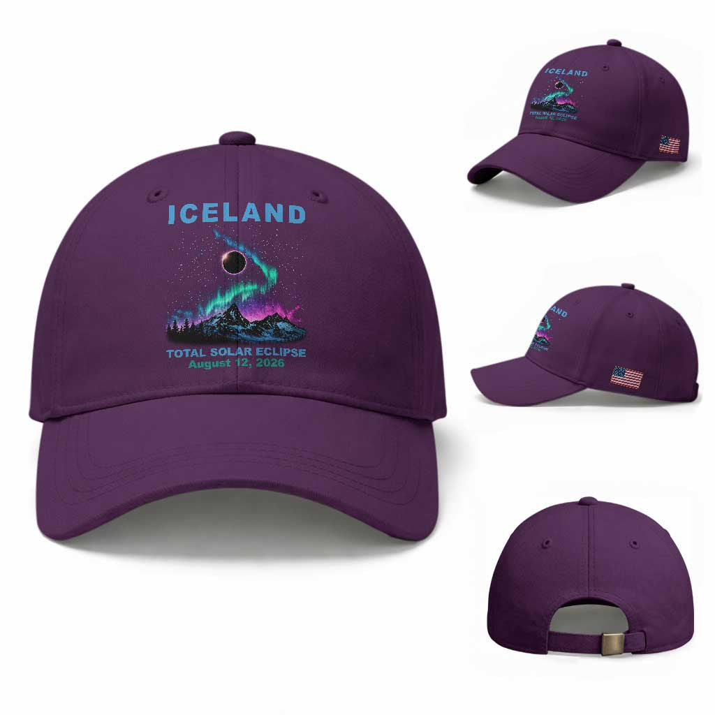 Iceland Total Solar Eclipse 2026 Baseball Cap August 12 Eclipse Totality Chaser Aurora Northern Lights