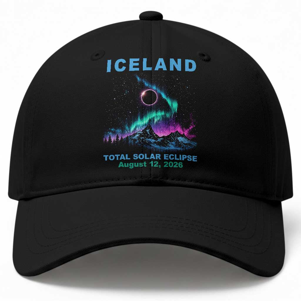 Iceland Total Solar Eclipse 2026 Baseball Cap August 12 Eclipse Totality Chaser Aurora Northern Lights