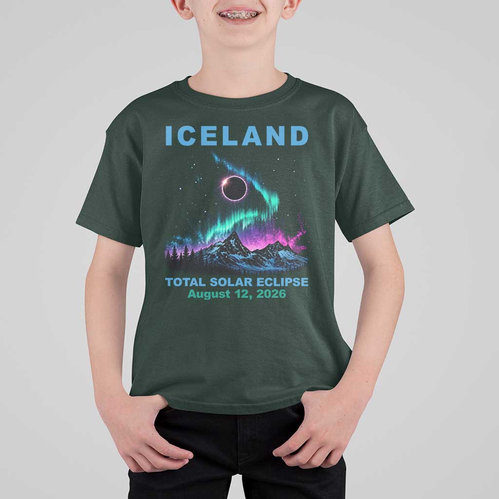 Iceland Total Solar Eclipse 2026 T Shirt For Kid August 12 Eclipse Totality Chaser Aurora Northern Lights