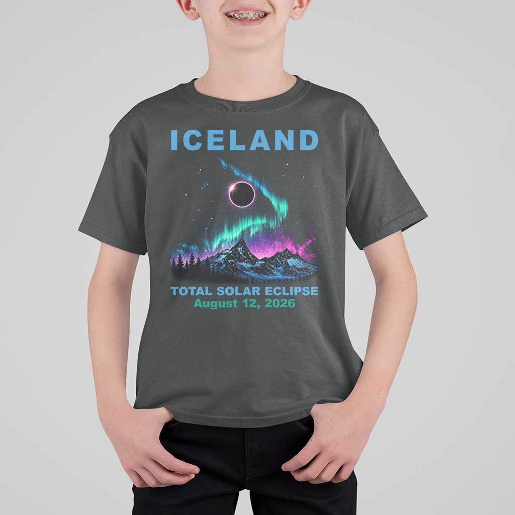 Iceland Total Solar Eclipse 2026 T Shirt For Kid August 12 Eclipse Totality Chaser Aurora Northern Lights