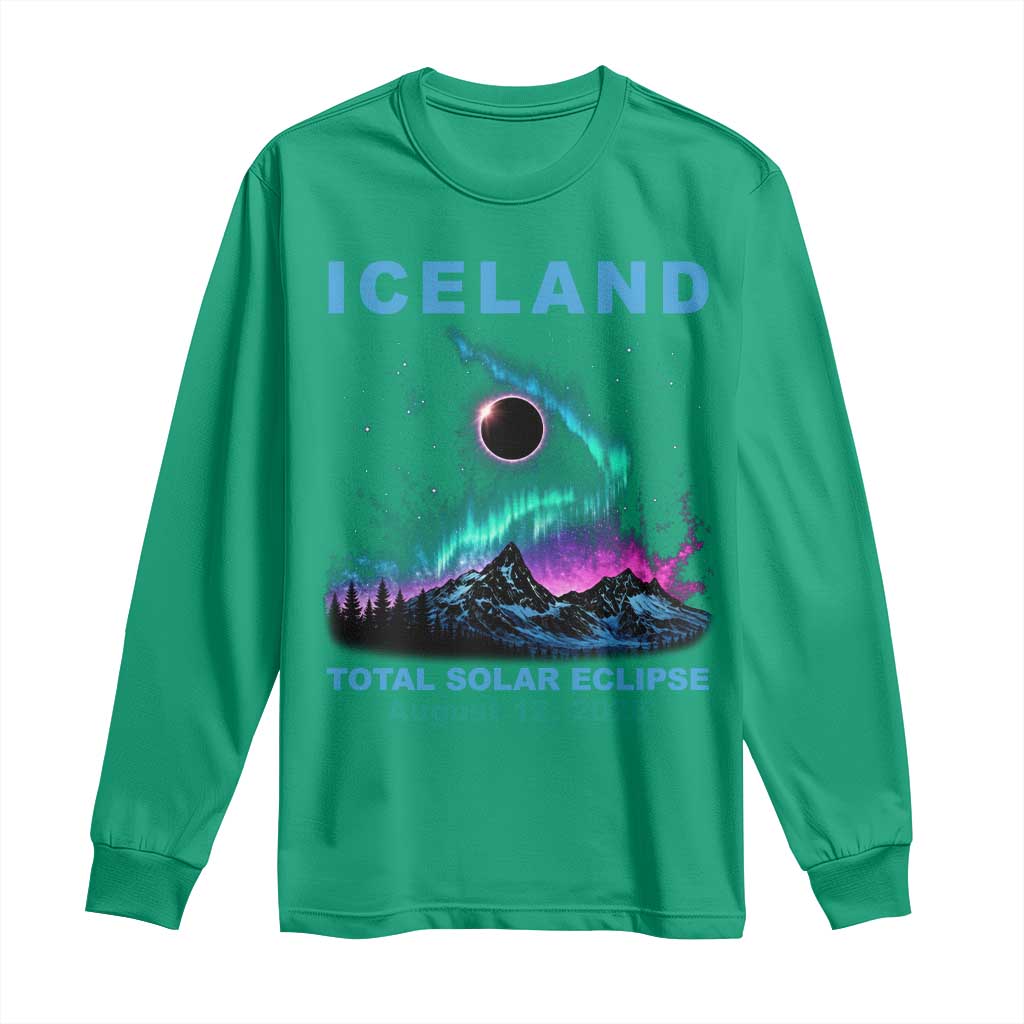 Iceland Total Solar Eclipse 2026 Long Sleeve Shirt August 12 Eclipse Totality Chaser Aurora Northern Lights