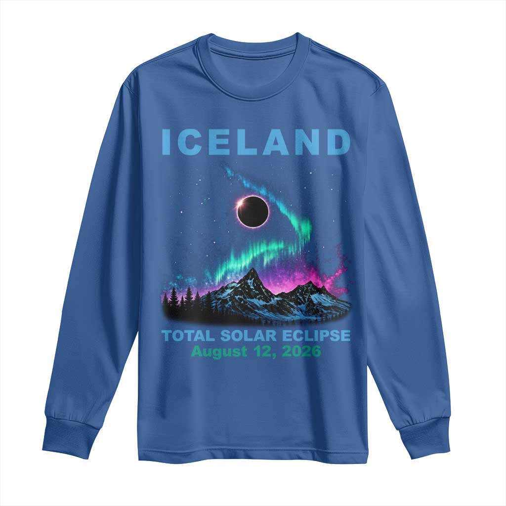Iceland Total Solar Eclipse 2026 Long Sleeve Shirt August 12 Eclipse Totality Chaser Aurora Northern Lights
