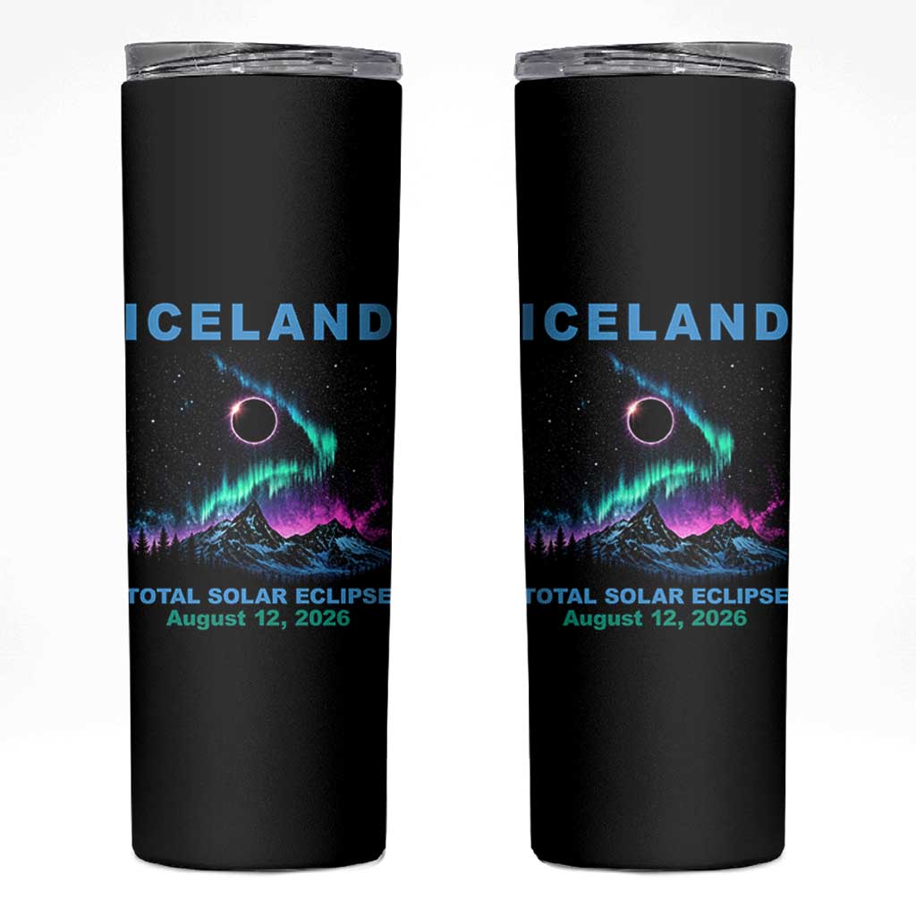 Iceland Total Solar Eclipse 2026 Skinny Tumbler August 12 Eclipse Totality Chaser Aurora Northern Lights