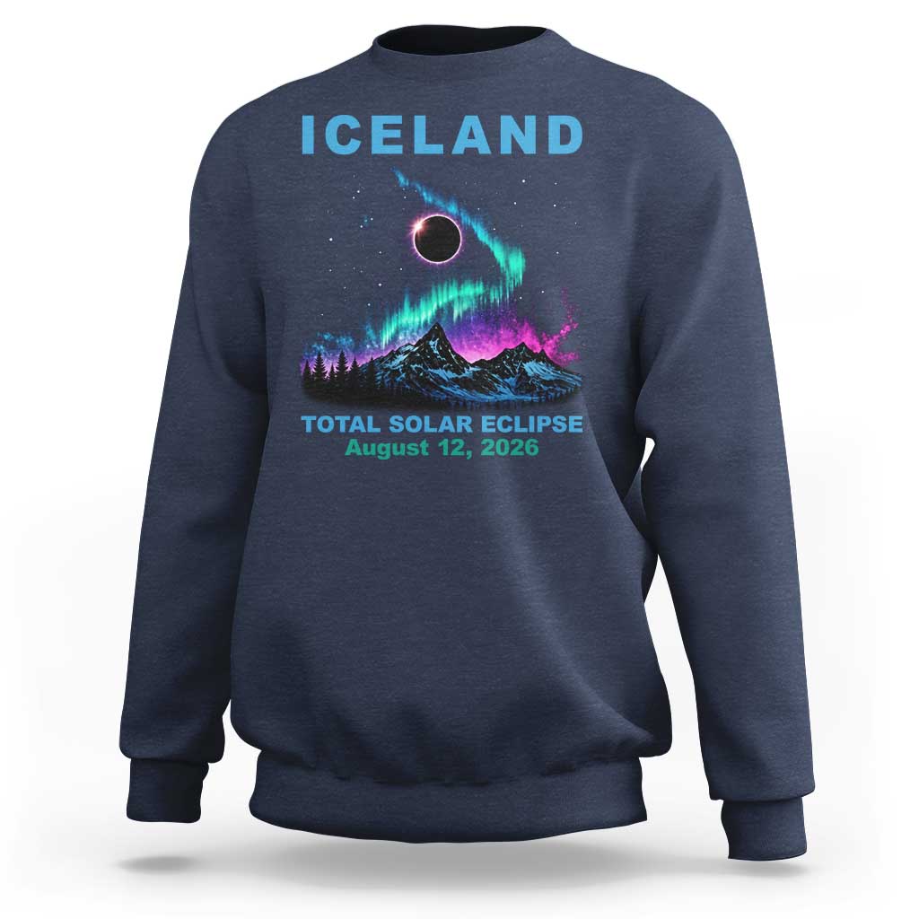 Iceland Total Solar Eclipse 2026 Sweatshirt August 12 Eclipse Totality Chaser Aurora Northern Lights