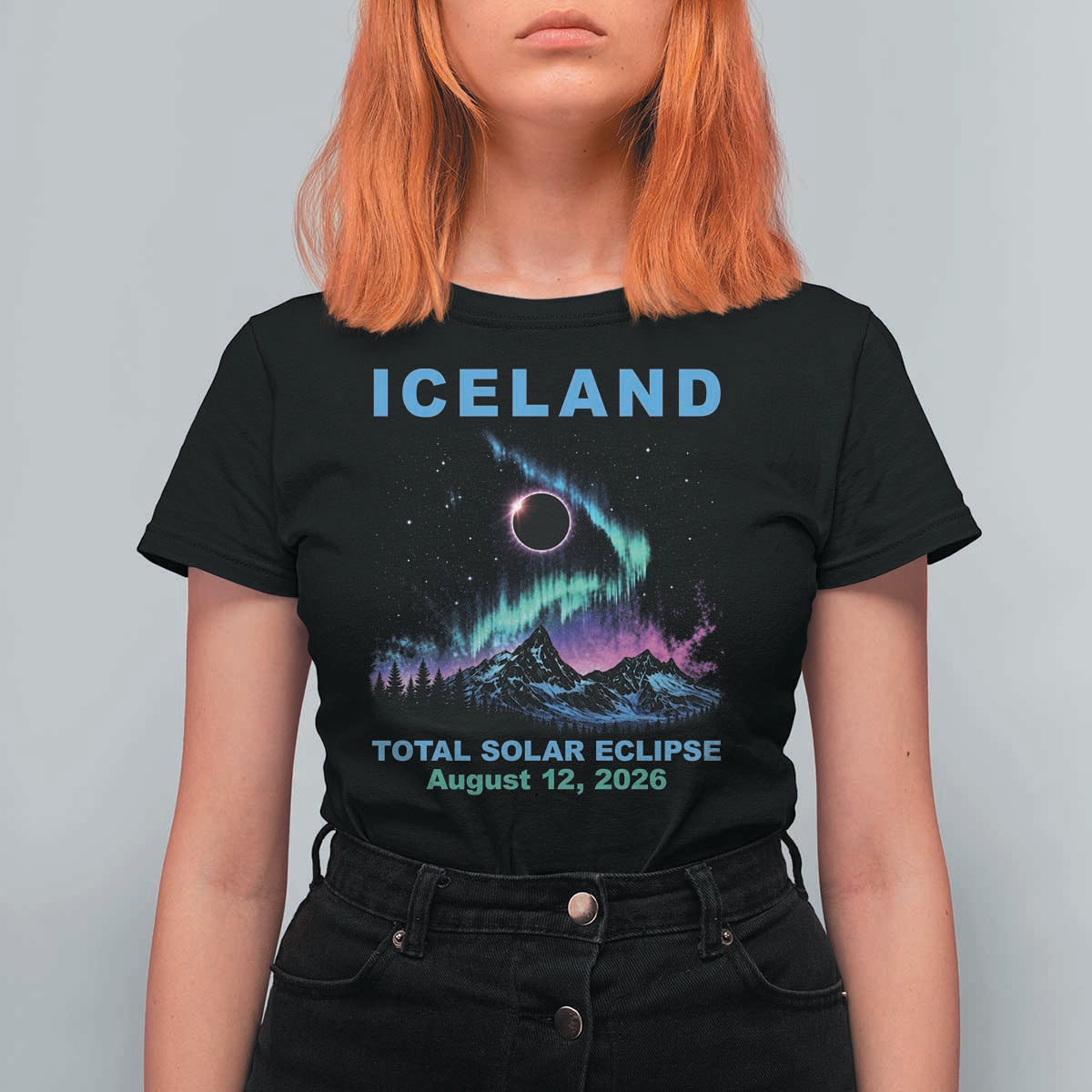 Iceland Total Solar Eclipse 2026 T Shirt For Women August 12 Eclipse Totality Chaser Aurora Northern Lights