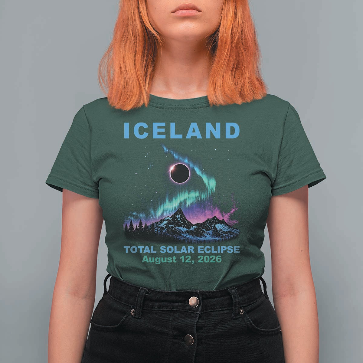 Iceland Total Solar Eclipse 2026 T Shirt For Women August 12 Eclipse Totality Chaser Aurora Northern Lights