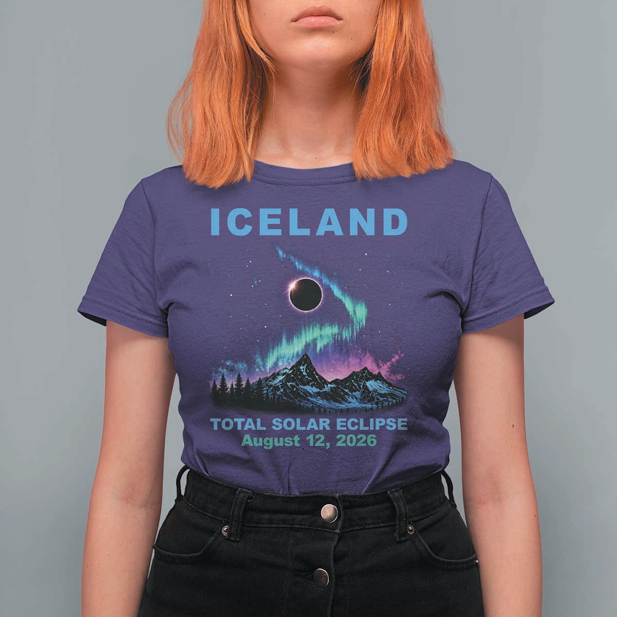 Iceland Total Solar Eclipse 2026 T Shirt For Women August 12 Eclipse Totality Chaser Aurora Northern Lights