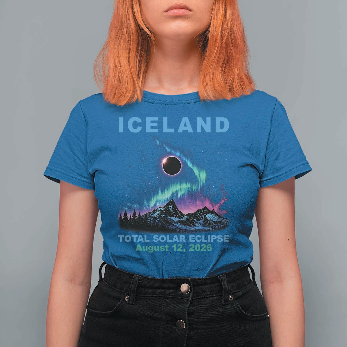 Iceland Total Solar Eclipse 2026 T Shirt For Women August 12 Eclipse Totality Chaser Aurora Northern Lights
