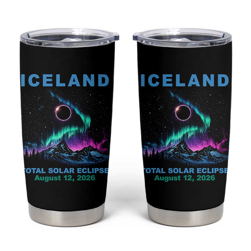 Iceland Total Solar Eclipse 2026 Tumbler Cup August 12 Eclipse Totality Chaser Aurora Northern Lights