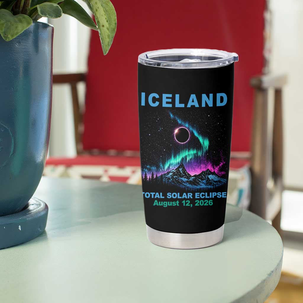 Iceland Total Solar Eclipse 2026 Tumbler Cup August 12 Eclipse Totality Chaser Aurora Northern Lights
