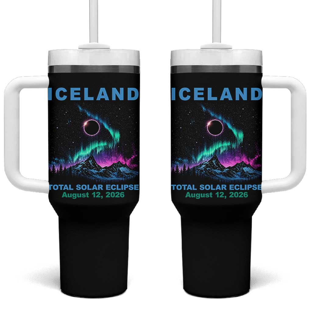 Iceland Total Solar Eclipse 2026 Tumbler With Handle August 12 Eclipse Totality Chaser Aurora Northern Lights