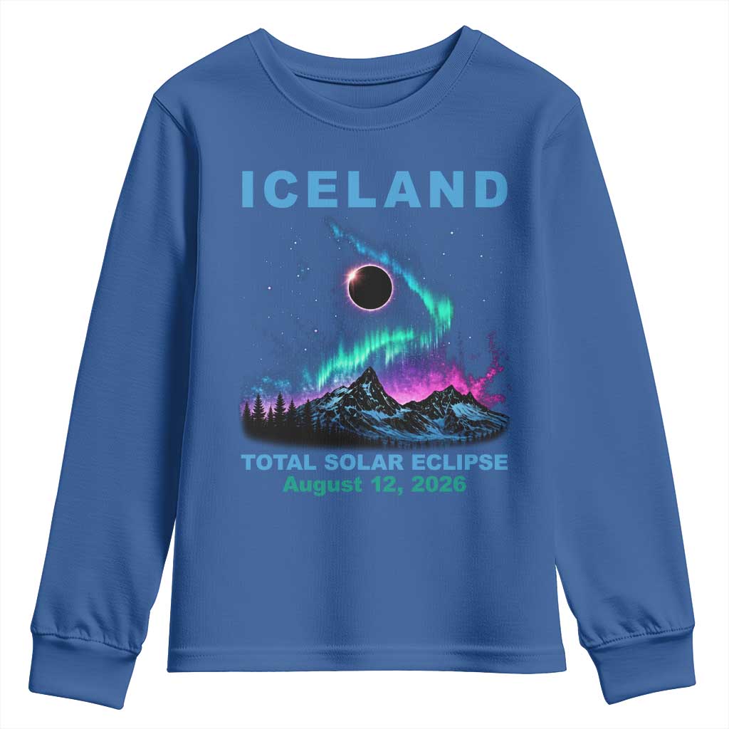 Iceland Total Solar Eclipse 2026 Youth Sweatshirt August 12 Eclipse Totality Chaser Aurora Northern Lights