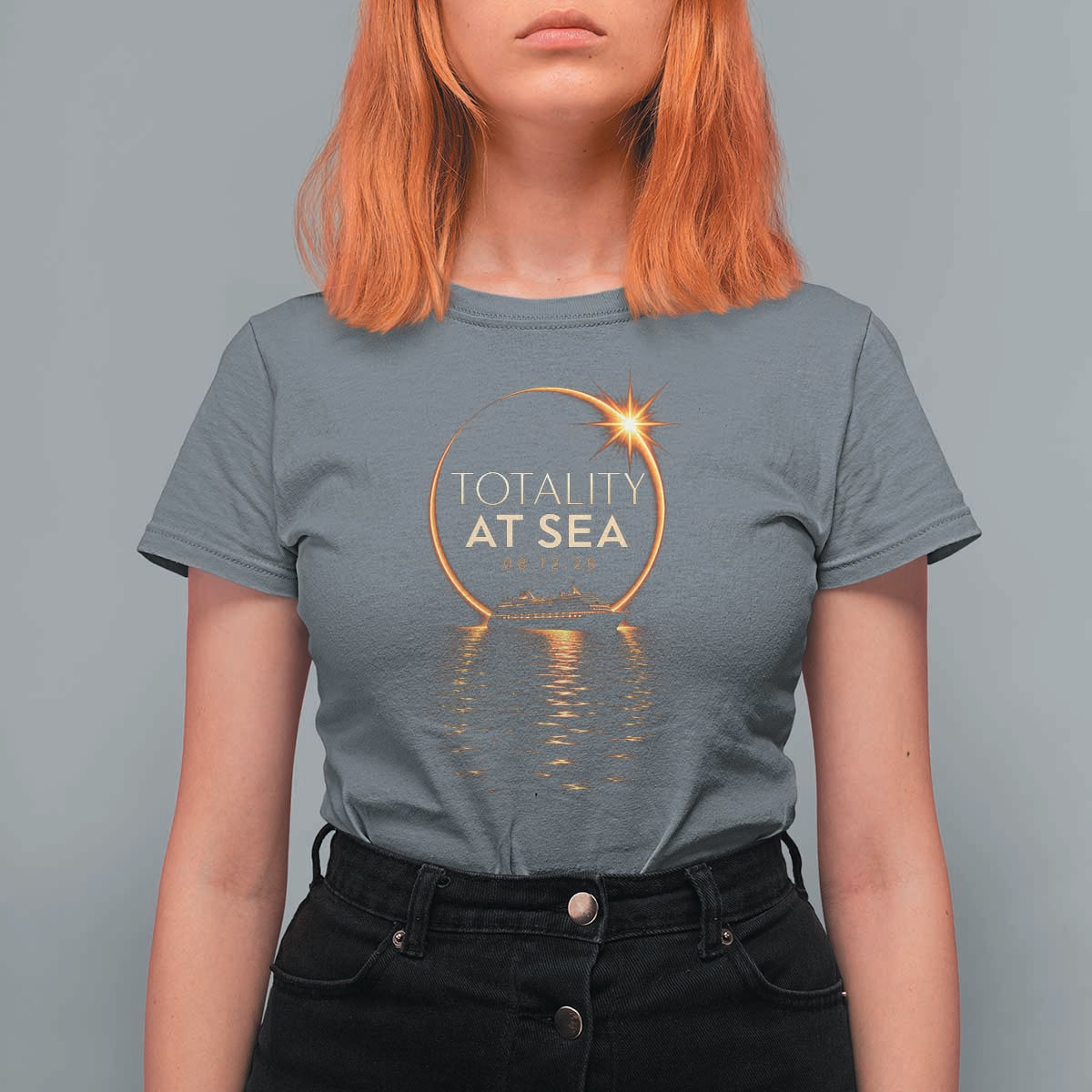 Total Solar Eclipse At Sea 2026 T Shirt For Women Totality Eclipse Cruise