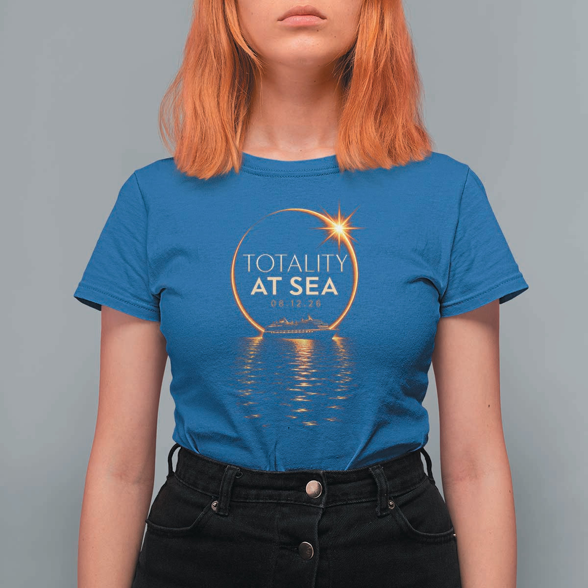 Total Solar Eclipse At Sea 2026 T Shirt For Women Totality Eclipse Cruise