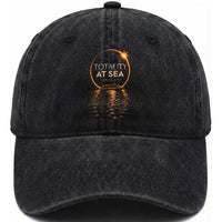 Total Solar Eclipse At Sea 2026 Washed Cotton Baseball Cap Totality Eclipse Cruise