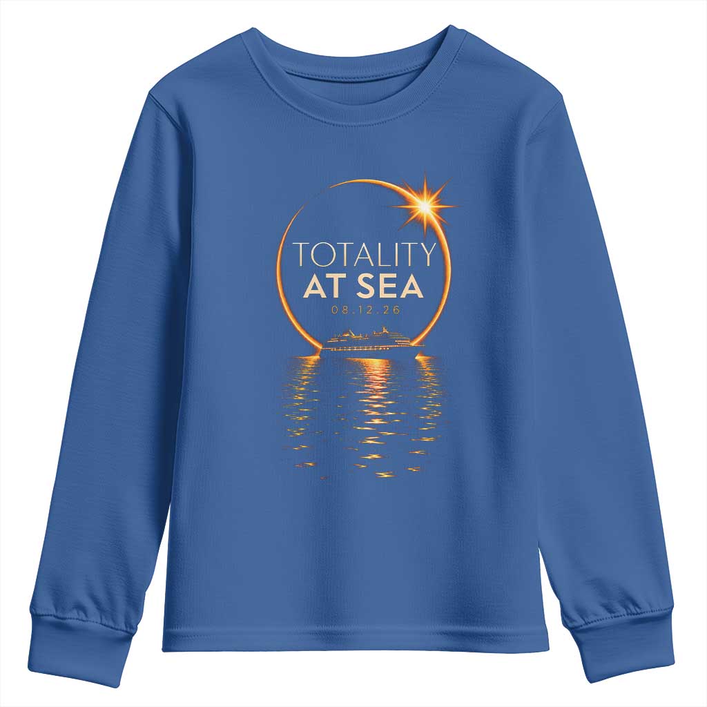 Total Solar Eclipse At Sea 2026 Youth Sweatshirt Totality Eclipse Cruise
