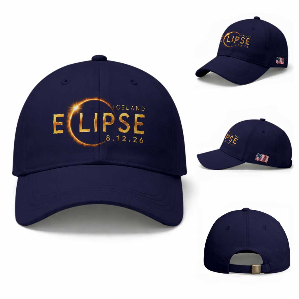 Iceland Eclipse 2026 Baseball Cap August 12 26 Solar Eclipse Totality