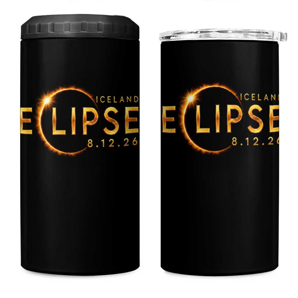 Iceland Eclipse 2026 4 in 1 Can Cooler Tumbler August 12 26 Solar Eclipse Totality